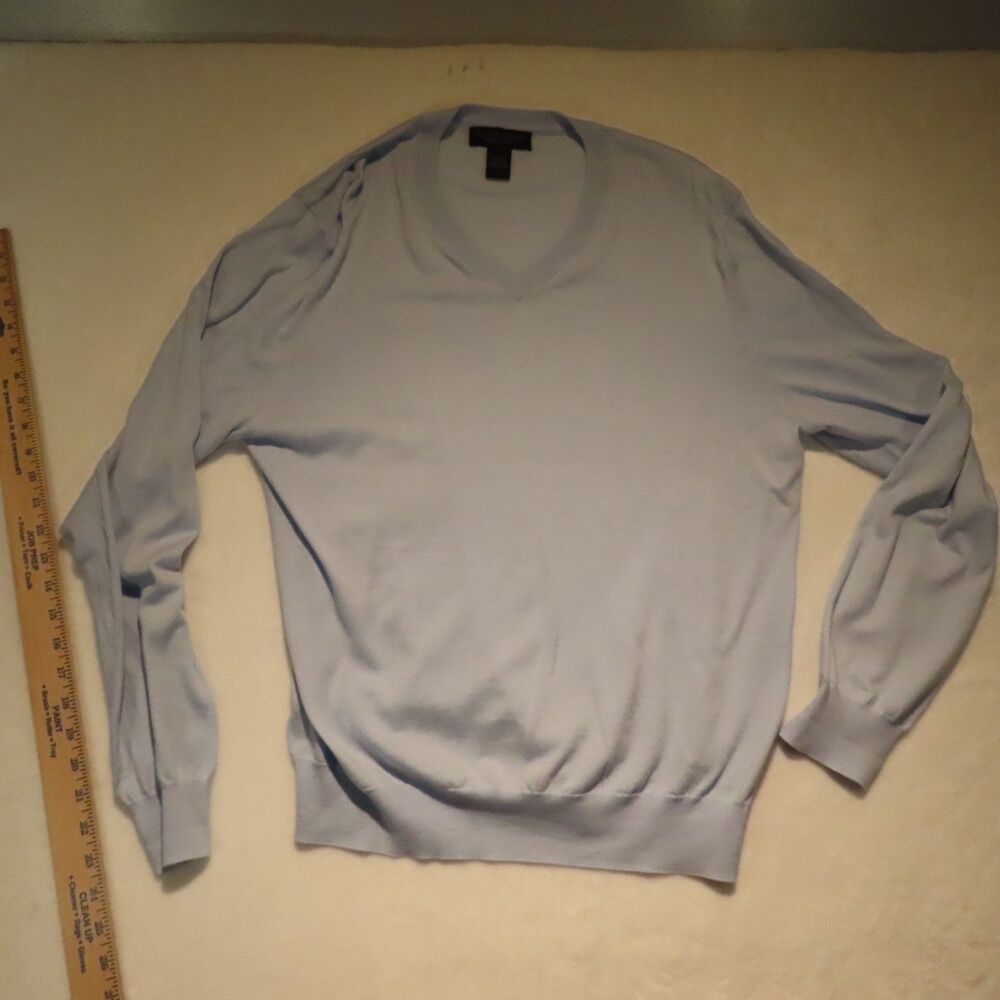 The Mens Store Bloomingdales Large Cotton Cashmere V Neck Sweater Light Blue